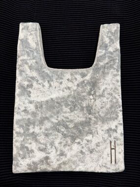 Hayward Mini Shopper Silver Crushed Velvet Tote with H Logo. Suede lined.